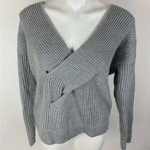 Ann Taylor Gray V-Neck Sweater Wool Blend NWOT